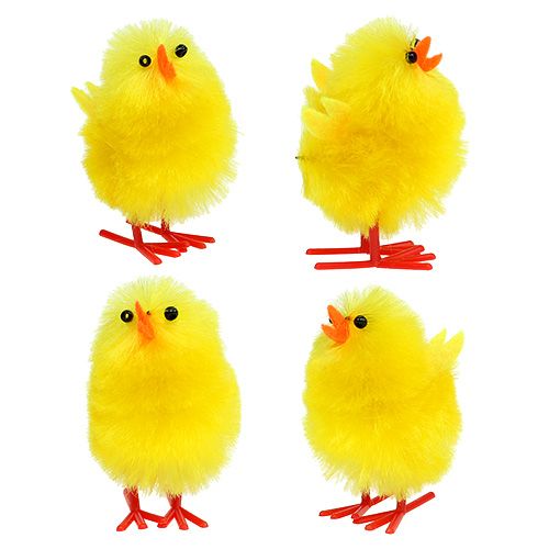 Floristik24 Pulcino ciniglia 4cm giallo 4pz
