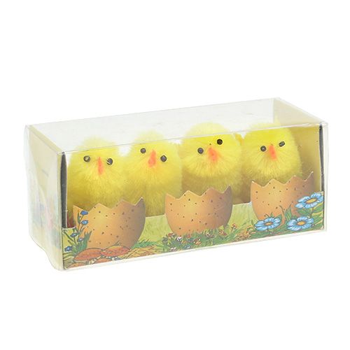 Floristik24 Pulcino ciniglia 4cm giallo 4pz