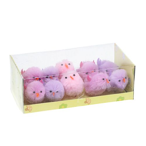Floristik24 Pulcino di ciniglia Pulcino di Pasqua Viola, Rosa Decorazione primaverile 10pz
