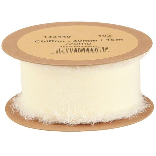 Prodotto Nastro in chiffon color crema con frange 40mm 15m