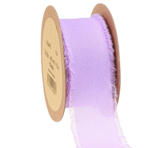 Prodotto Nastro in chiffon lilla con frange in chiffon 40mm 15m
