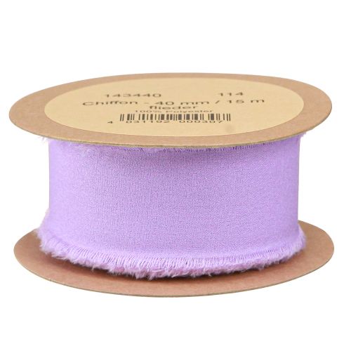 Prodotto Nastro in chiffon lilla con frange in chiffon 40mm 15m