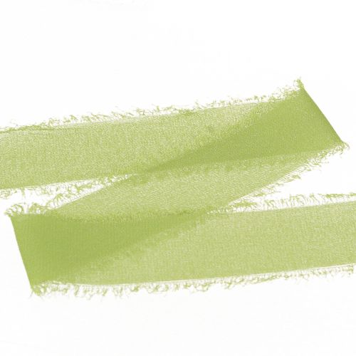 Prodotto Nastro in chiffon nastro in tessuto verde con frange oliva chiaro 40mm 15m