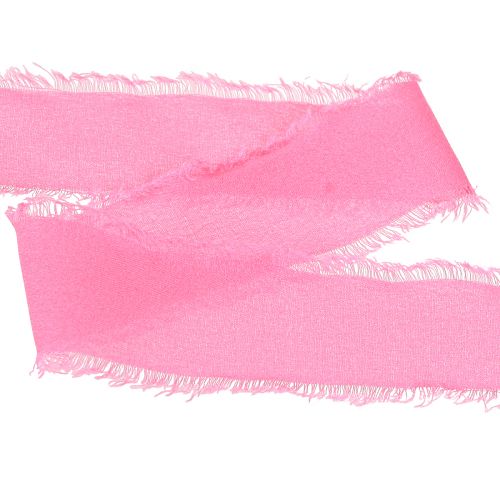 Prodotto Nastro in chiffon nastro in tessuto neon rosa con frange 40mm 15m
