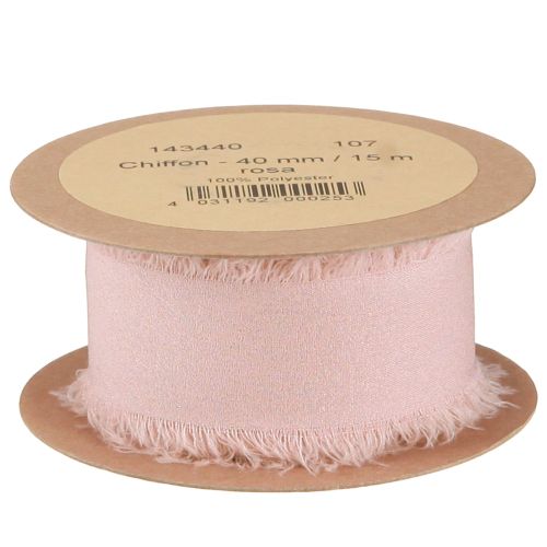 Prodotto Nastro in chiffon rosa con frange 40mm 15m