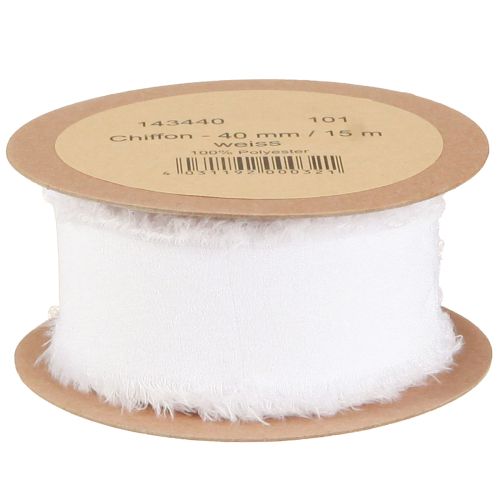 Prodotto Nastro in chiffon bianco con frange 40mm 15m