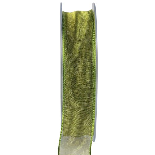 Floristik24 Nastro in chiffon nastro di organza nastro decorativo organza verde 25mm 20m