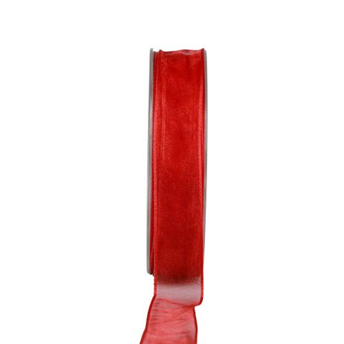 Floristik24 Nastro di chiffon nastro di organza nastro decorativo organza rosso 15 mm 20 m