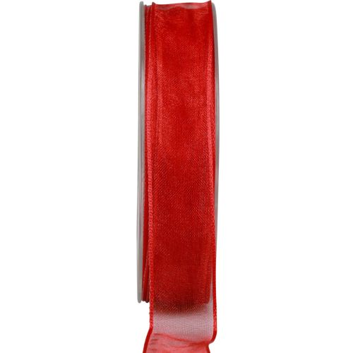 Floristik24 Nastro in chiffon nastro di organza nastro decorativo organza rosso 25mm 20m