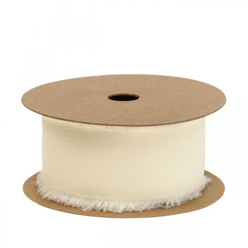 Prodotto Nastro in chiffon color crema con frange 40mm 15m
