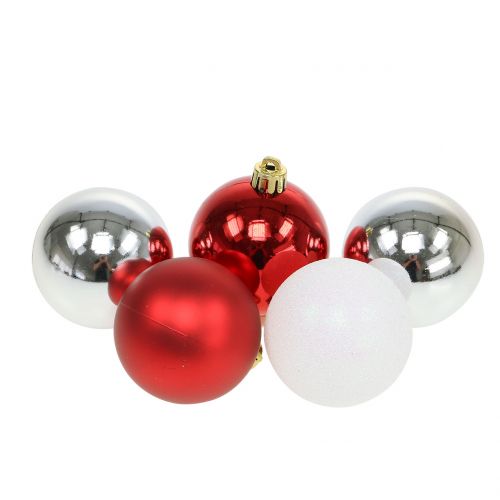Palla di Natale mix bianco, rosso, argento Ø5.5cm 30p