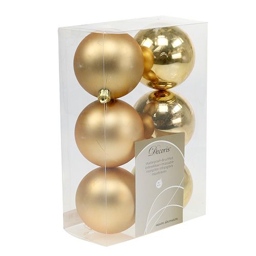 Prodotto Palline per albero di Natale in plastica oro 8 cm 6 pezzi