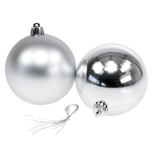 Floristik24 Palline per albero di Natale plastica argento 8cm 6pz