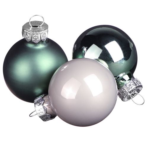 Floristik24 Palline per albero di Natale in vetro verde madreperla grigio Ø5cm 24 pz