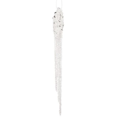 Prodotto Decorazione per albero di Natale decorazione con ghiaccioli argento trasparente 15 cm 8 pezzi