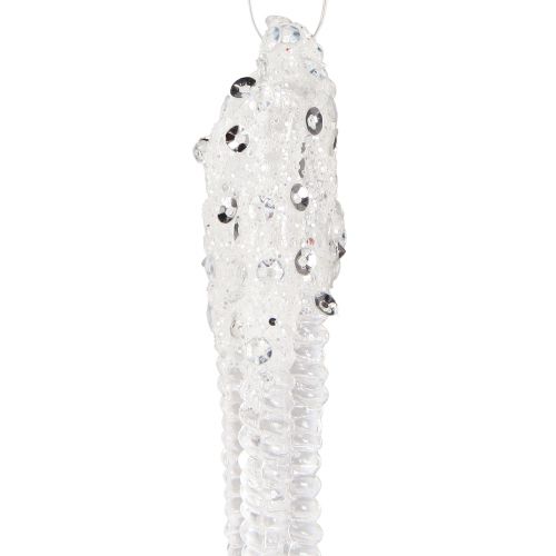 Prodotto Decorazione per albero di Natale decorazione con ghiaccioli argento trasparente 15 cm 8 pezzi