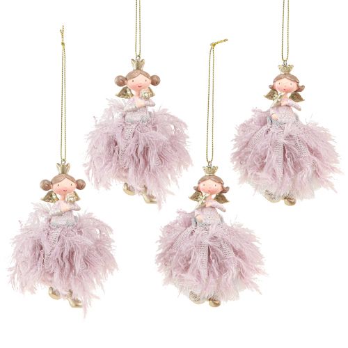 Floristik24 Decorazione per albero di Natale decorazione angelo principessa rosa 11 cm 4 pezzi