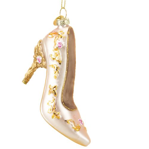 Decorazione per albero di Natale in vetro, scarpe in vetro rosa, 10 cm, 2 pezzi
