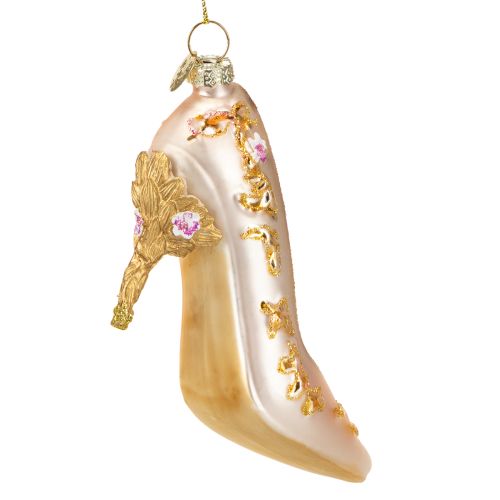 Floristik24 Decorazione per albero di Natale in vetro, scarpe in vetro rosa, 10 cm, 2 pezzi