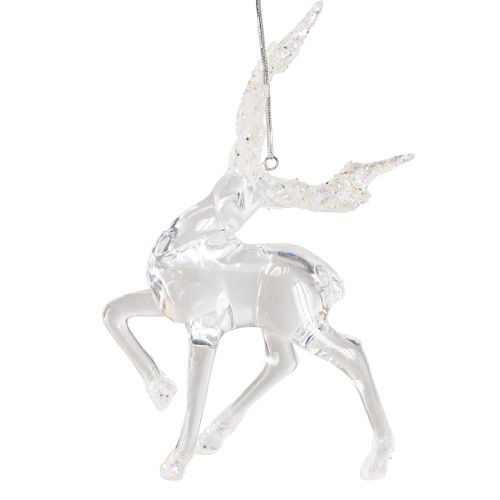 Prodotto Decorazione per albero di Natale figura decorativa cervo acrilico 12,5/15 cm 2 pezzi