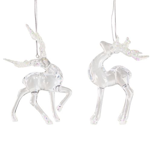 Prodotto Decorazione per albero di Natale figura decorativa cervo acrilico 12,5/15 cm 2 pezzi