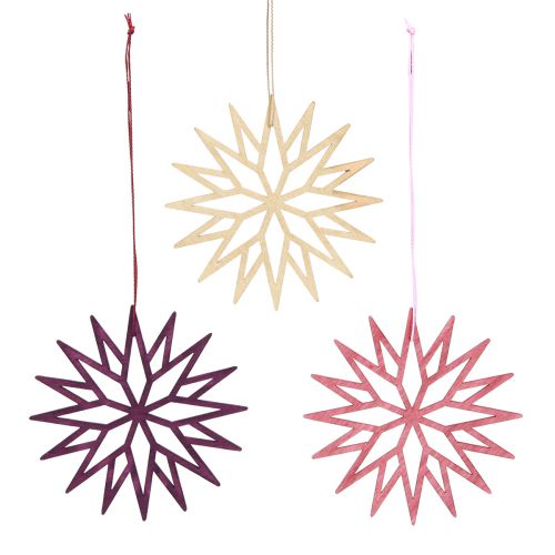 Decorazione per albero di Natale decorazione in legno bacca di fiocco di neve 10 cm 12 pz