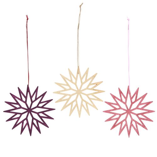 Prodotto Decorazione per albero di Natale decorazione in legno bacca di fiocco di neve 10 cm 12 pz
