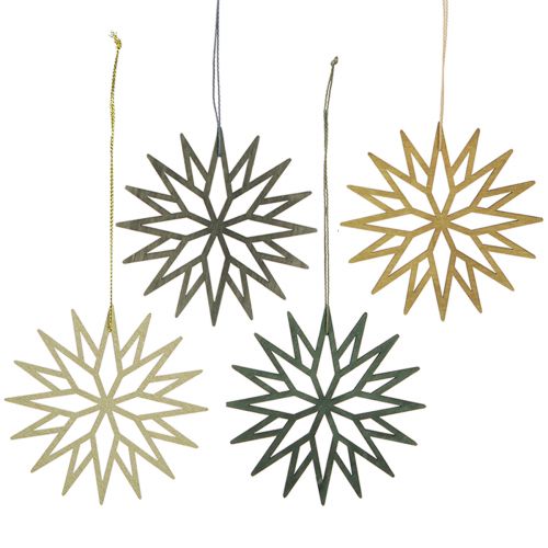 Prodotto Decorazioni per albero di Natale Decorazione fiocco di neve in legno verde 10 cm 12 pz