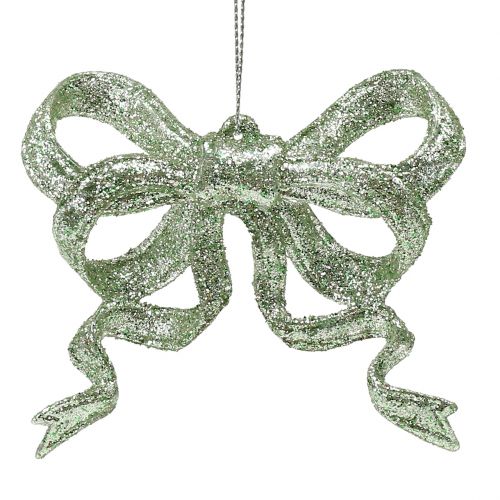 Prodotto Albero di natale fiocco 9cm con glitter verde 12pz