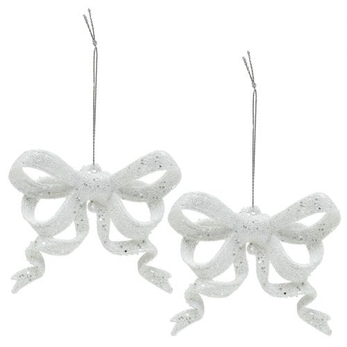 Anello decorativo per albero di Natale 9 cm con glitter bianco 12 pezzi