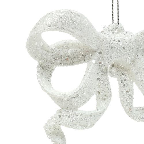 Floristik24 Anello decorativo per albero di Natale 9 cm con glitter bianco 12 pezzi
