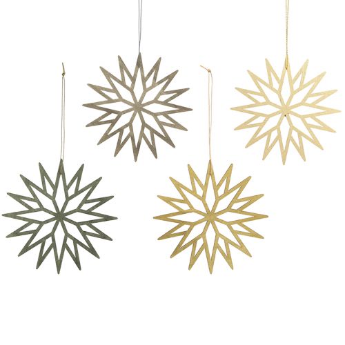 Prodotto Decorazione albero di Natale decorazione fiocchi di neve legno verde 15 cm 8 pz