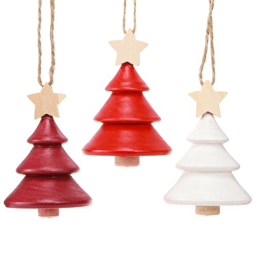 Decorazioni per albero di Natale in legno di abete rosso bianco 7,5 cm 6 pezzi