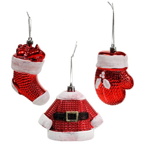 Decorazioni per alberi di Natale rosse, bianche 3 pezzi