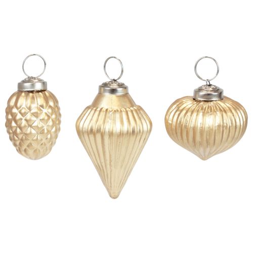 Floristik24 Decorazioni per albero di Natale in vetro decorazione oro vintage Ø4–6cm set da 3