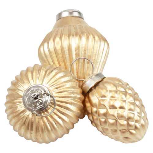 Floristik24 Decorazioni per albero di Natale in vetro decorazione oro vintage Ø4–6cm set da 3