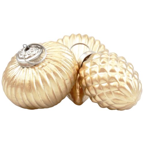 Floristik24 Decorazioni per albero di Natale in vetro decorazione oro vintage Ø4–6cm set da 3