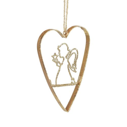 Prodotto Decorazioni per albero di Natale cuore decorazione cuori in metallo dorato 12 cm 6 pezzi