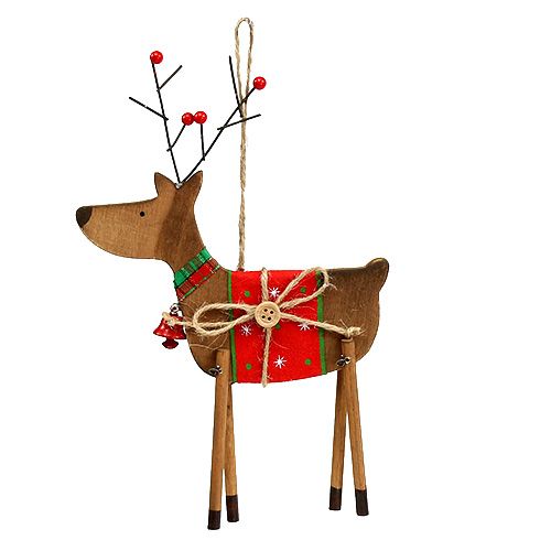 Floristik24 Decorazione per albero di Natale in legno di cervo 14 cm H22 cm 3 pezzi