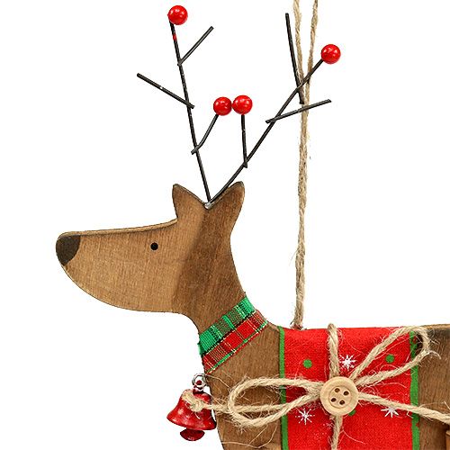 Floristik24 Decorazione per albero di Natale in legno di cervo 14 cm H22 cm 3 pezzi