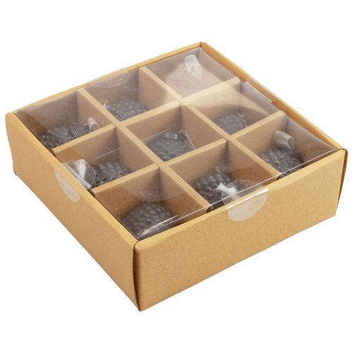 Prodotto Decorazioni per albero di Natale decorazione vintage in vetro blu grigio Ø5cm 9pz
