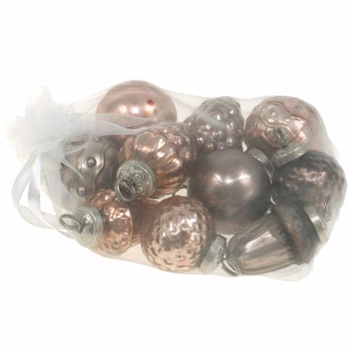 Floristik24 Mini-decorazione natalizia mix 4,5 cm rame vero vetro assortito 10 pezzi