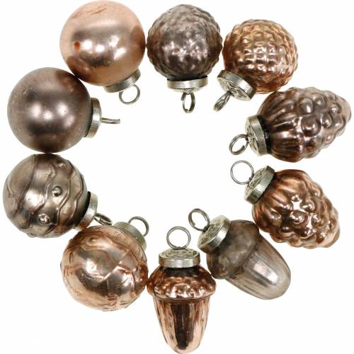 Mini-decorazione natalizia mix 4,5 cm rame vero vetro assortito 10 pezzi