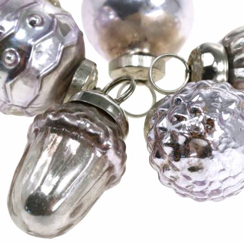 Floristik24 Mini decorazioni per alberi di Natale mix 4,5 cm argento, rosa assortiti 10 pezzi