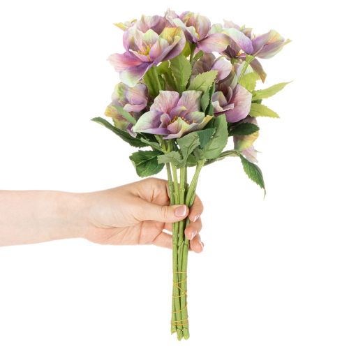 Mazzo di rose natalizie artificiali con fiori viola, 35 cm, 6 pezzi | Floristik24.it