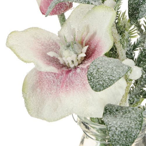 Prodotto Rosa di Natale artificiale in vetro fiori artificiali da appendere H22cm