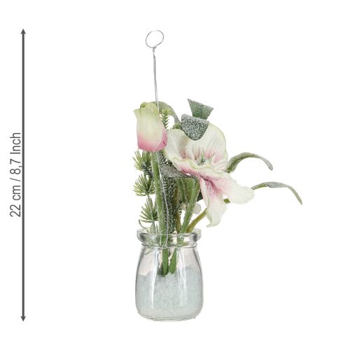 Prodotto Rosa di Natale artificiale in vetro fiori artificiali da appendere H22cm