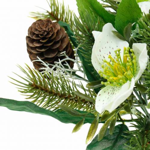 Floristik24 Bouquet di rose di Natale artificiale con abete e coni H26cm