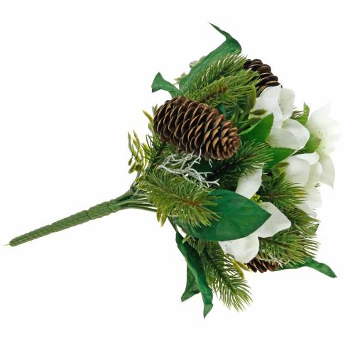 Floristik24 Bouquet di rose di Natale artificiale con abete e coni H26cm