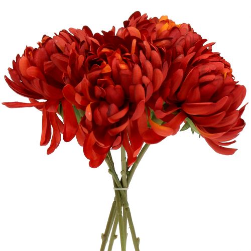 Mazzo di crisantemi rosso vermiglio 28 cm 6 pz